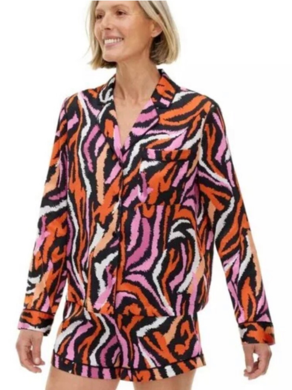 DVF PJ Set Disco Zebra Pink Size Medium